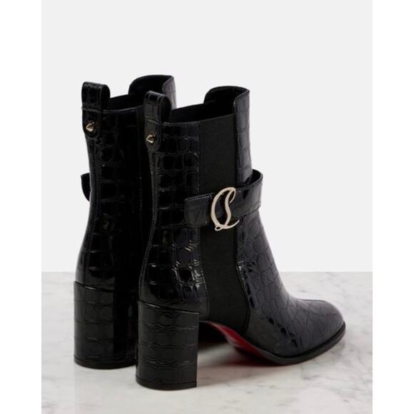 Christian Louboutin Croc Embossed Chelsea Boot 70 Calf Leather in Black - Picture 10 of 16